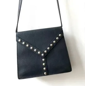 1980s YVES SAINT LAURENT ENVELOPE navy blue mandras  CLUTCH BAG