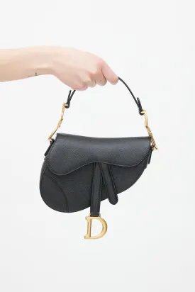 2022 Black Leather Mini Saddle Bag