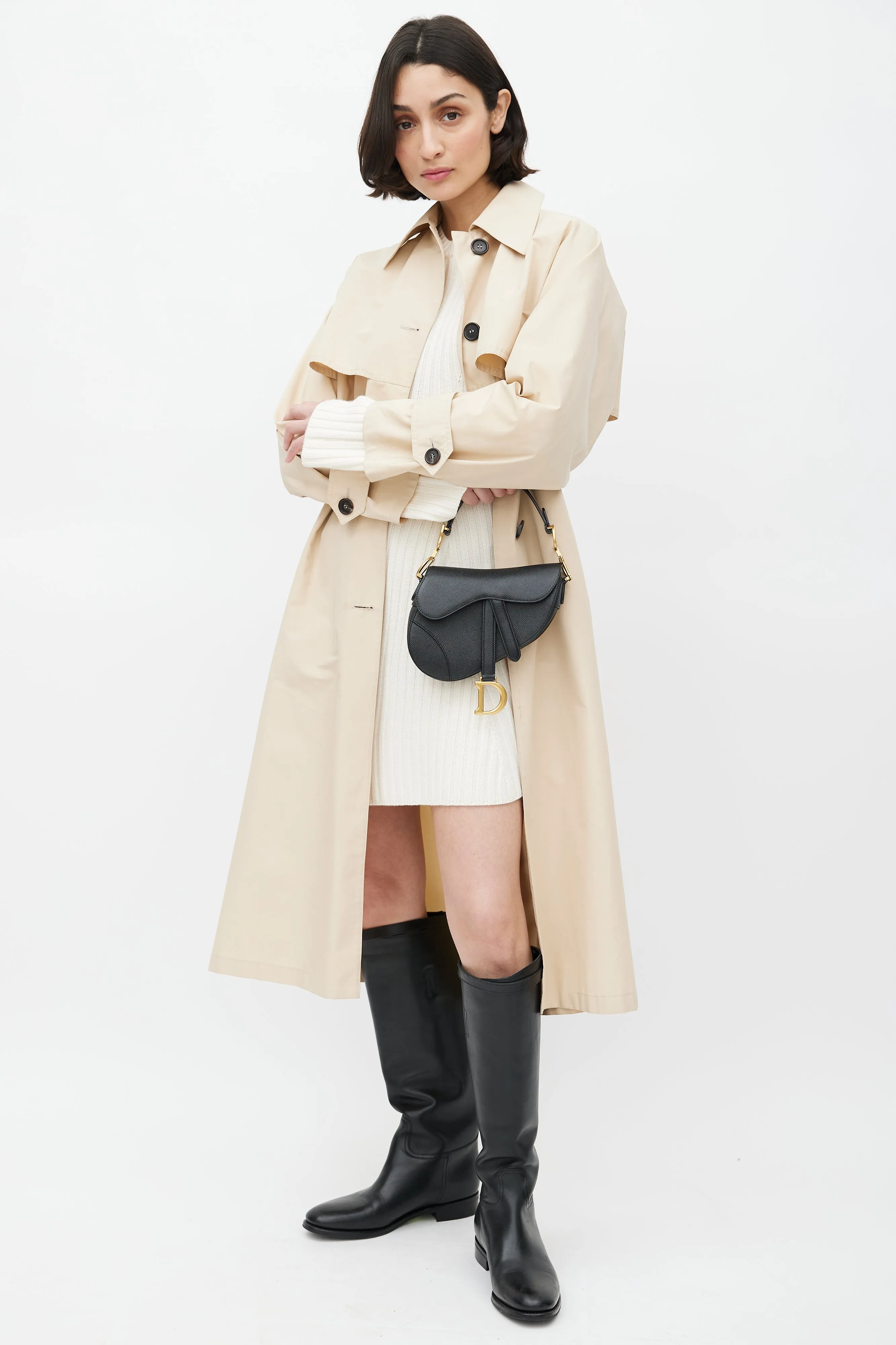 2022 Black Leather Mini Saddle Bag