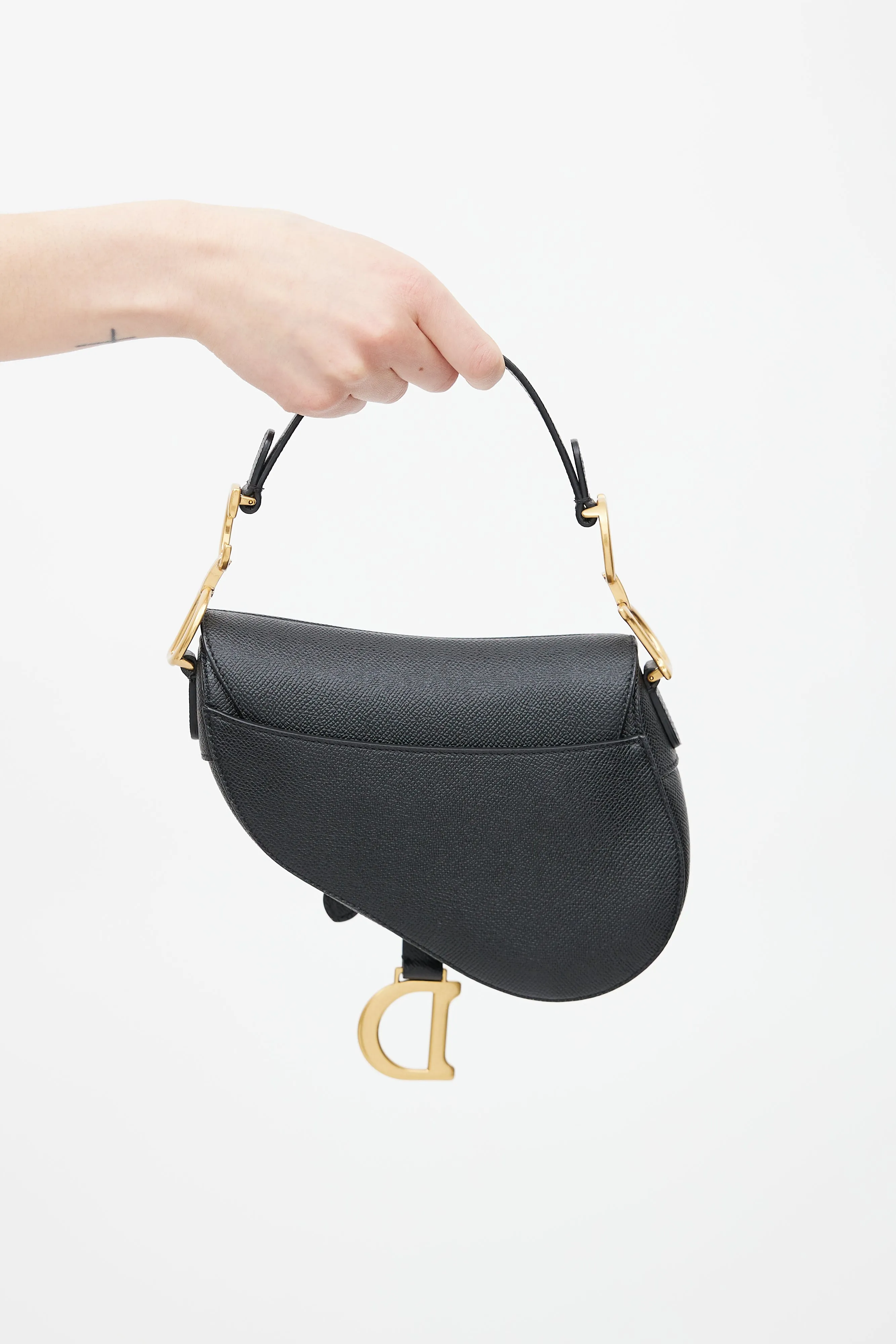 2022 Black Leather Mini Saddle Bag