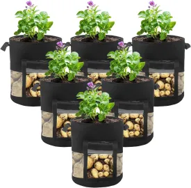 6 Pack 10 Gallon Visible Potato Grow Bags, Thickened Nonwoven Fabric Pots Potato Growing Containers with Handles & Visible Flap, Plant Grow Bags for Growing Potatoes, Tomatoes, Flowers, and Vegetables