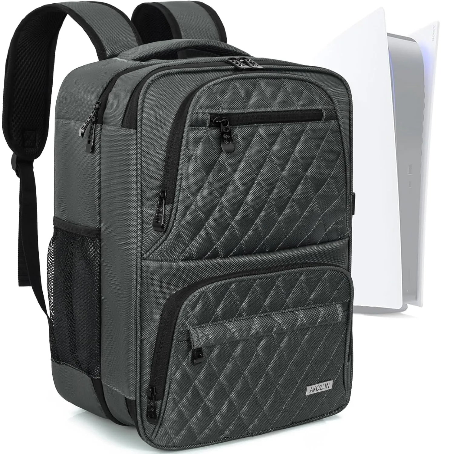 AKOZLIN Travel Gaming Console Backpack Compatible with Play Stantion 5 4 PS5 Pro/PS4/PS4 Pro/PS4 Slim/Xbox One X S With Pockets for Accessories [Video Game]