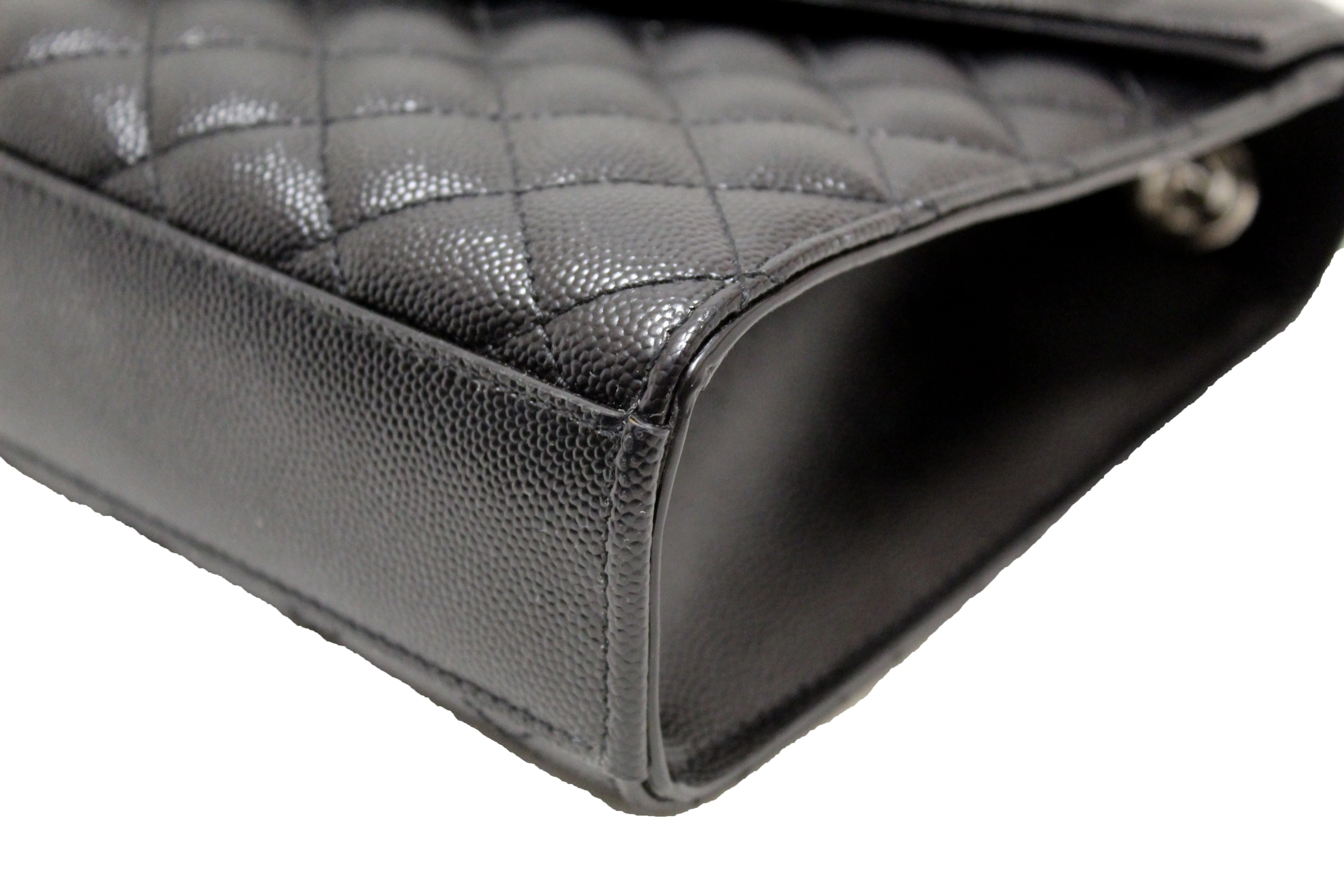 Authentic Saint Laurent Black Matelasse Grain De Poudre Embossed Leather Medium Envelope Bag