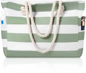Beach Bags for Women - Large Beach Tote Bag Waterproof Sandproof with Zipper, Swiming Pool Bag Large Tote