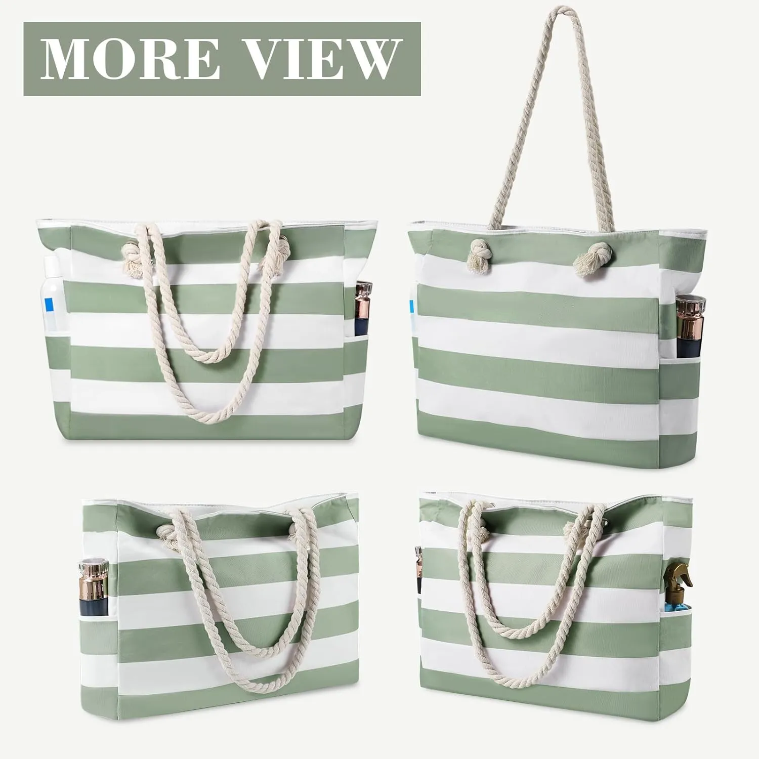 Beach Bags for Women - Large Beach Tote Bag Waterproof Sandproof with Zipper, Swiming Pool Bag Large Tote