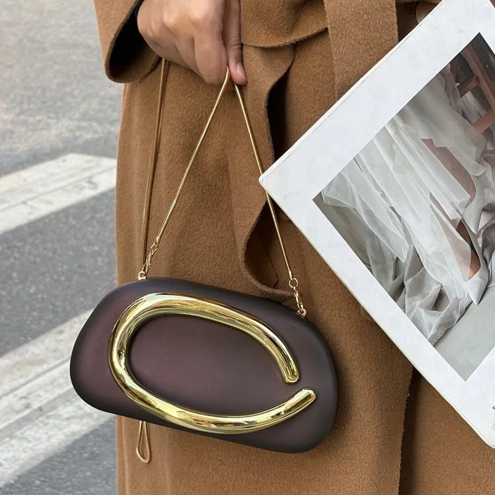 Box Clutch Purses for Women,Shell Evening Bag Gold Metal Handle PU Leather Clutch Chain Crossbody for Wedding 2025