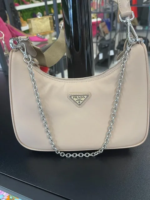 Brand New Prada Re Edition 2005 Nylon Crossbody Bag Nude