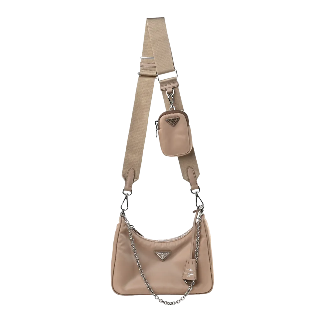 Brand New Prada Re Edition 2005 Nylon Crossbody Bag Nude