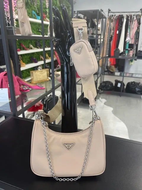Brand New Prada Re Edition 2005 Nylon Crossbody Bag Nude