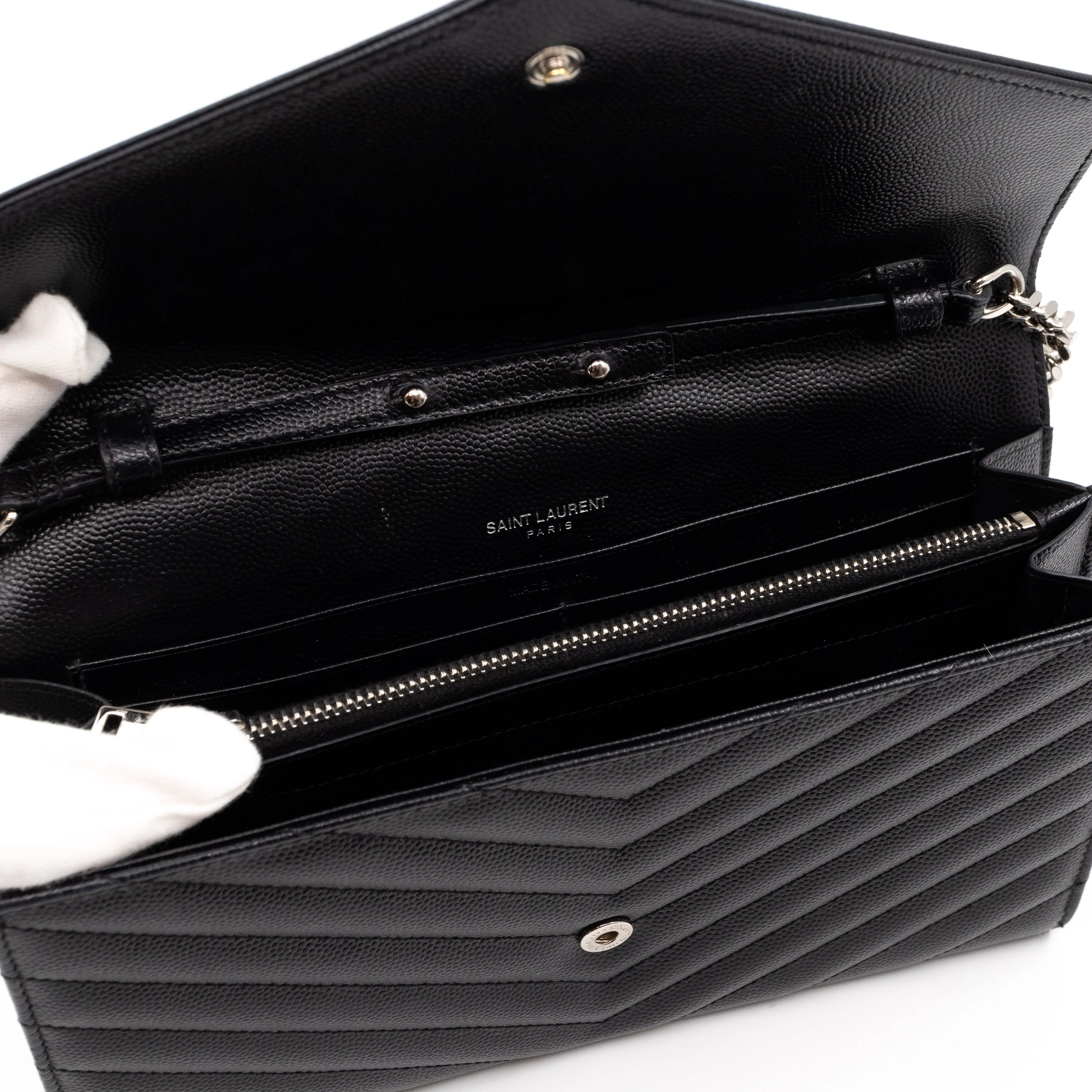 Cassandre Matelasse Chain Wallet Black Leather