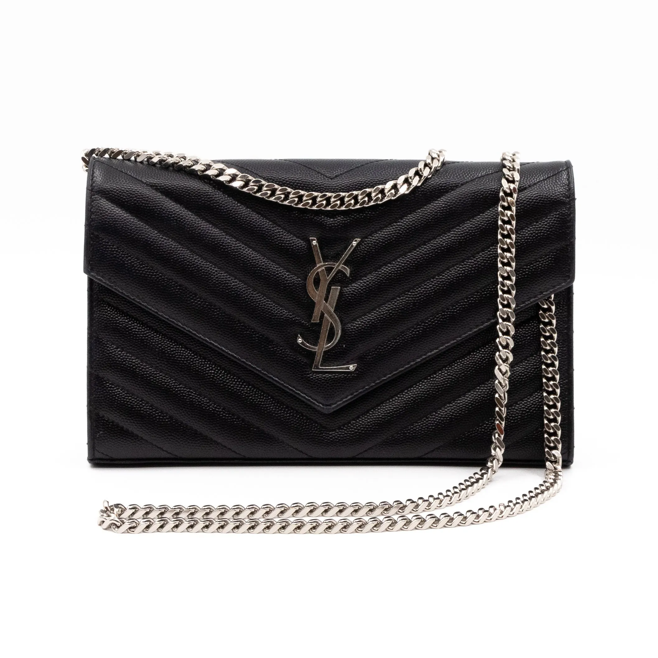 Cassandre Matelasse Chain Wallet Black Leather