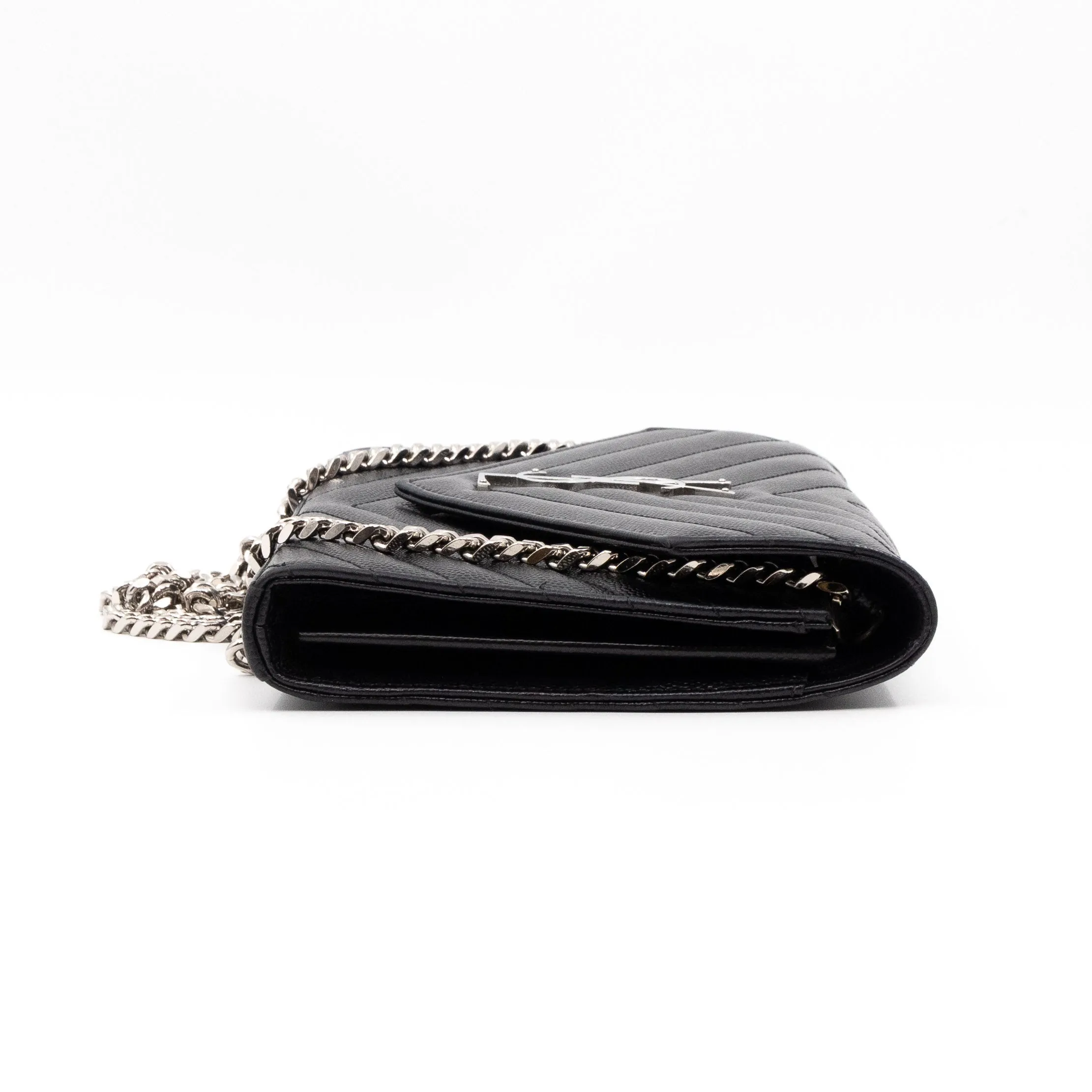 Cassandre Matelasse Chain Wallet Black Leather