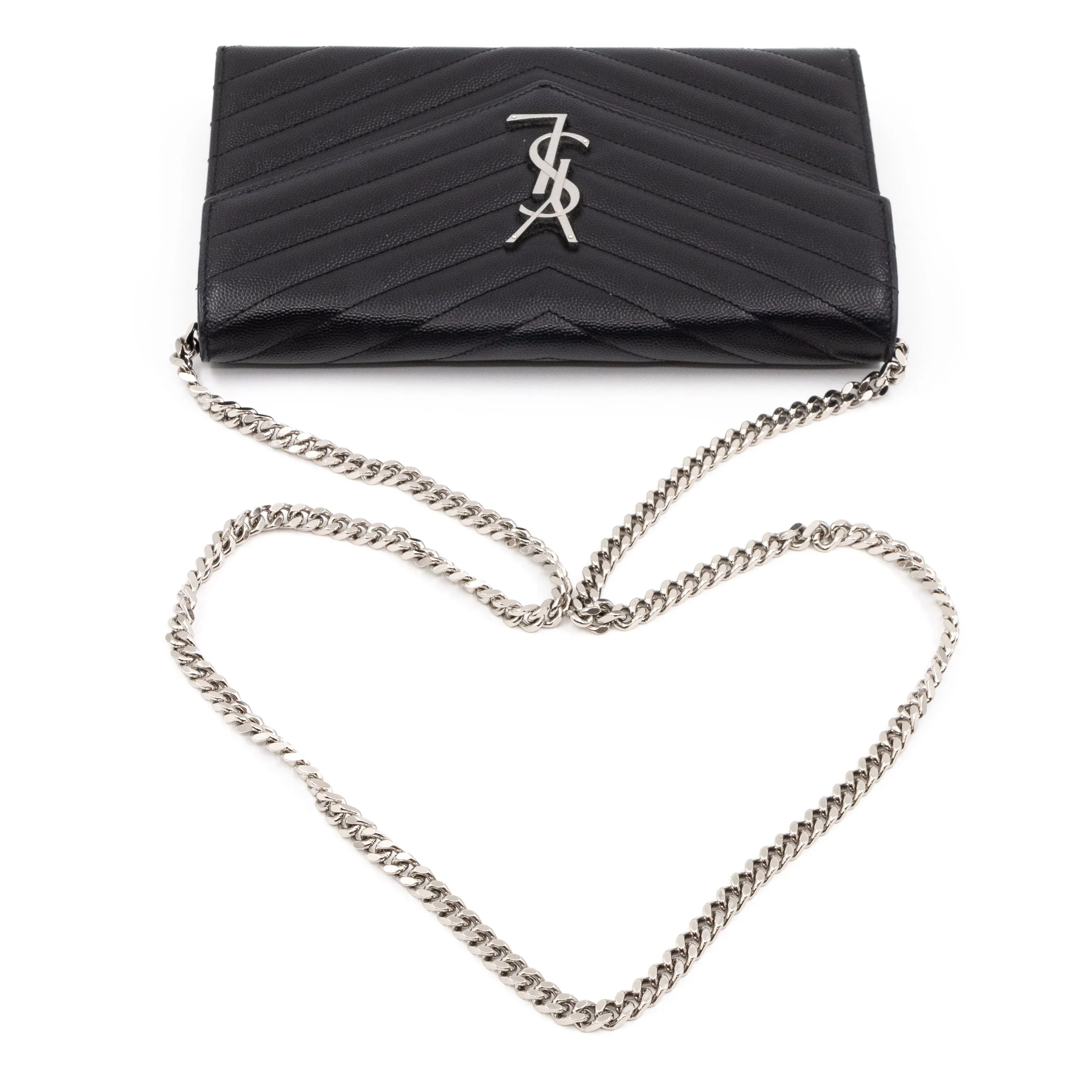 Cassandre Matelasse Chain Wallet Black Leather