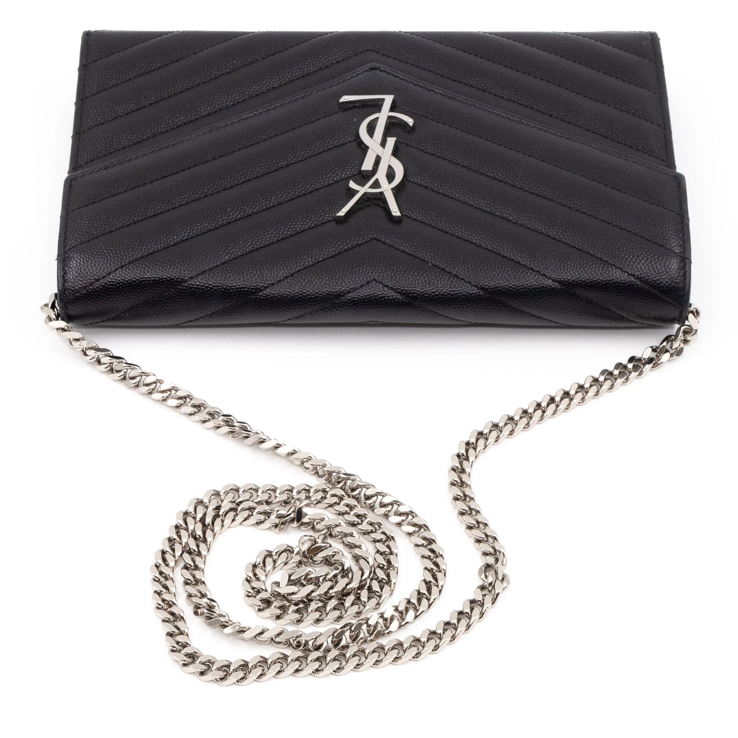 Cassandre Matelasse Chain Wallet Black Leather