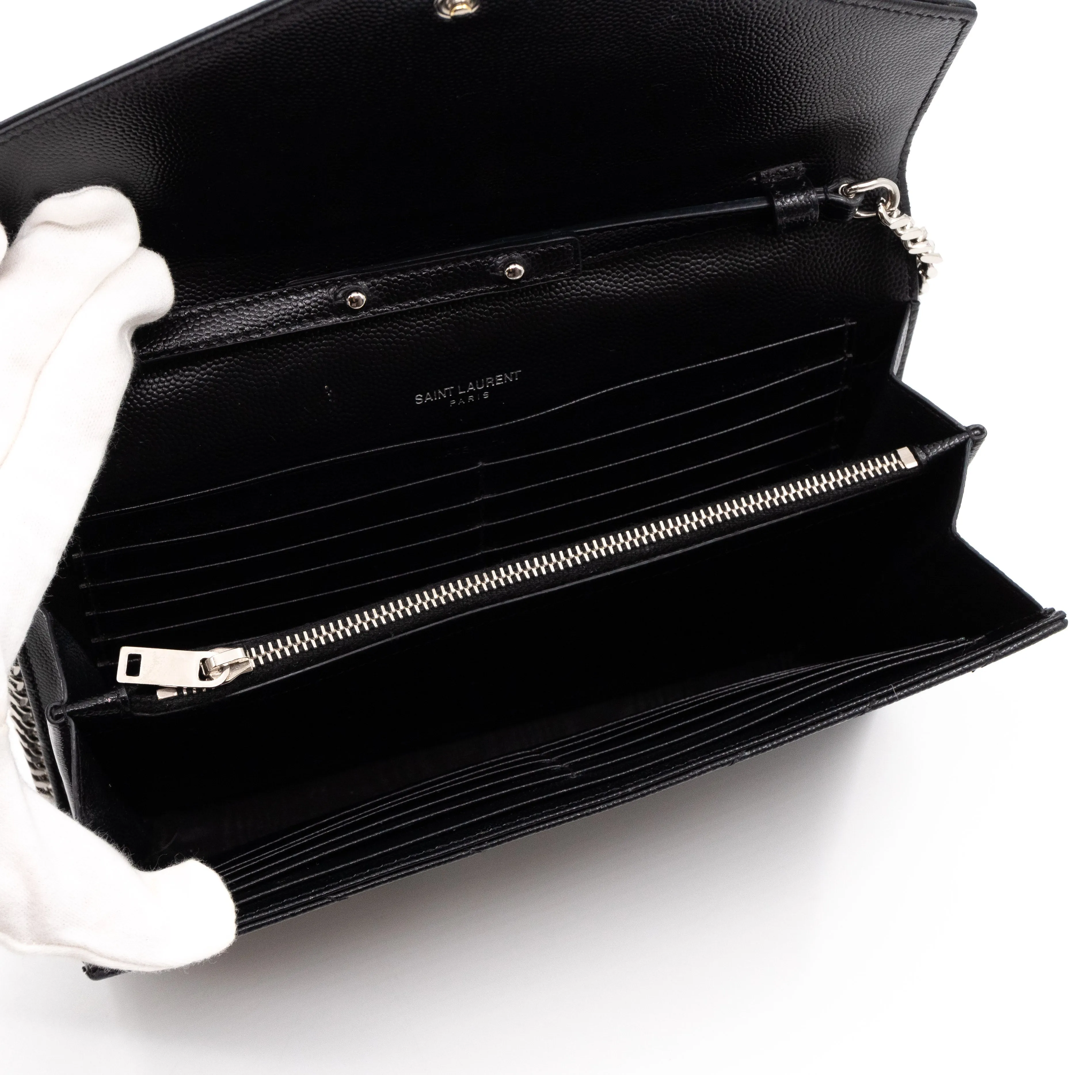 Cassandre Matelasse Chain Wallet Black Leather