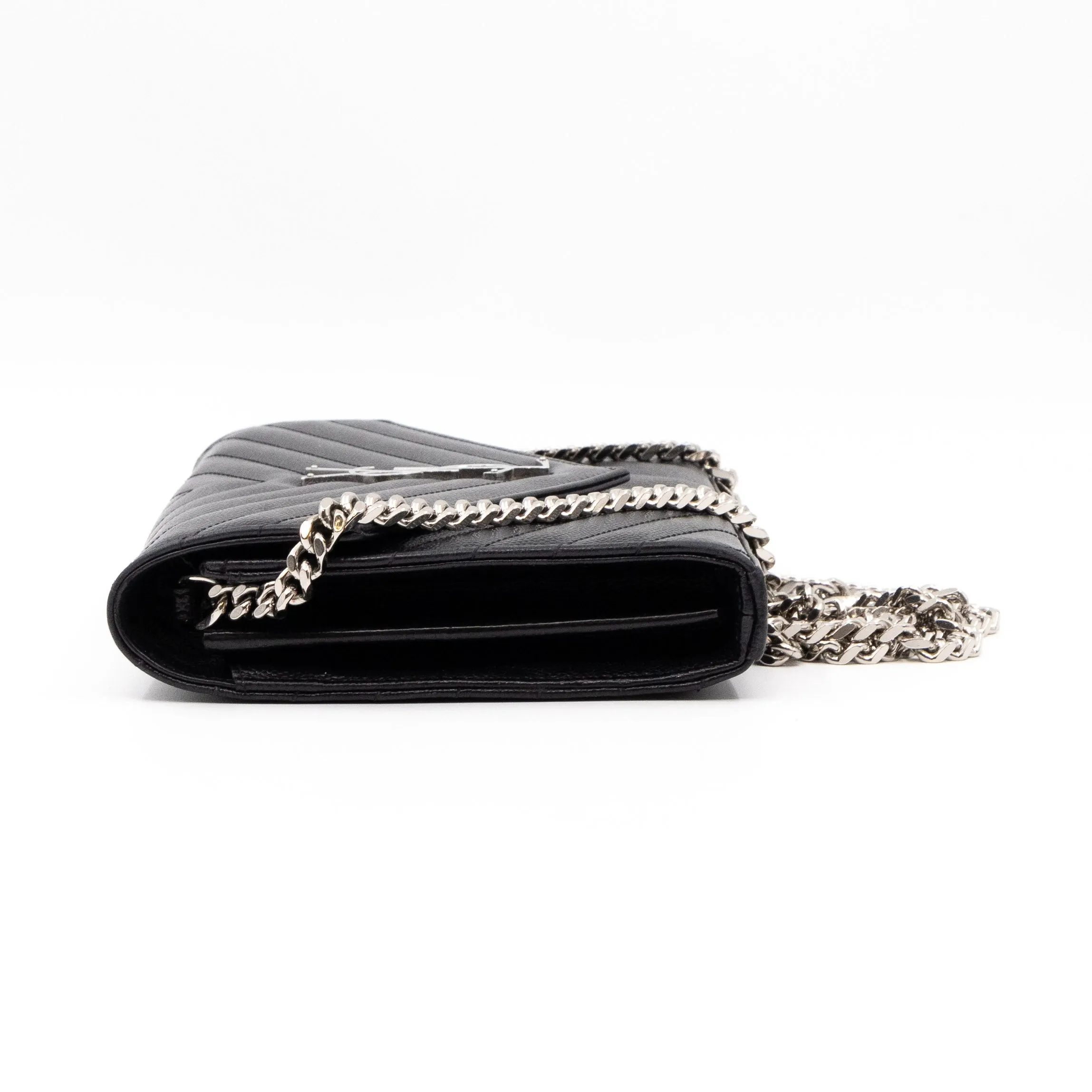 Cassandre Matelasse Chain Wallet Black Leather