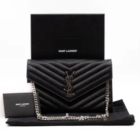 Cassandre Matelasse Chain Wallet Black Leather