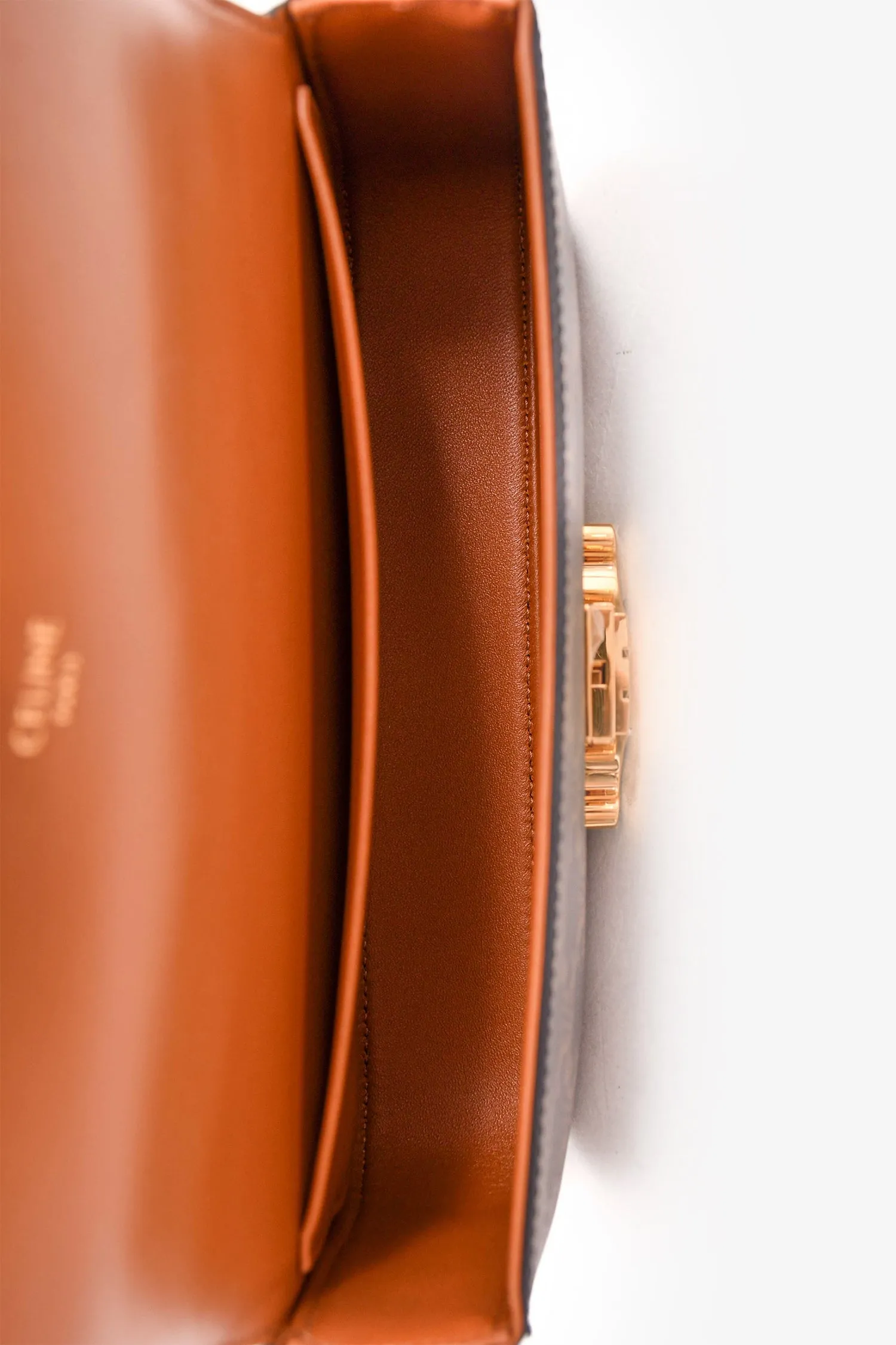 Celine Brown Canvas Claude Triomphe Chain Shoulder Bag