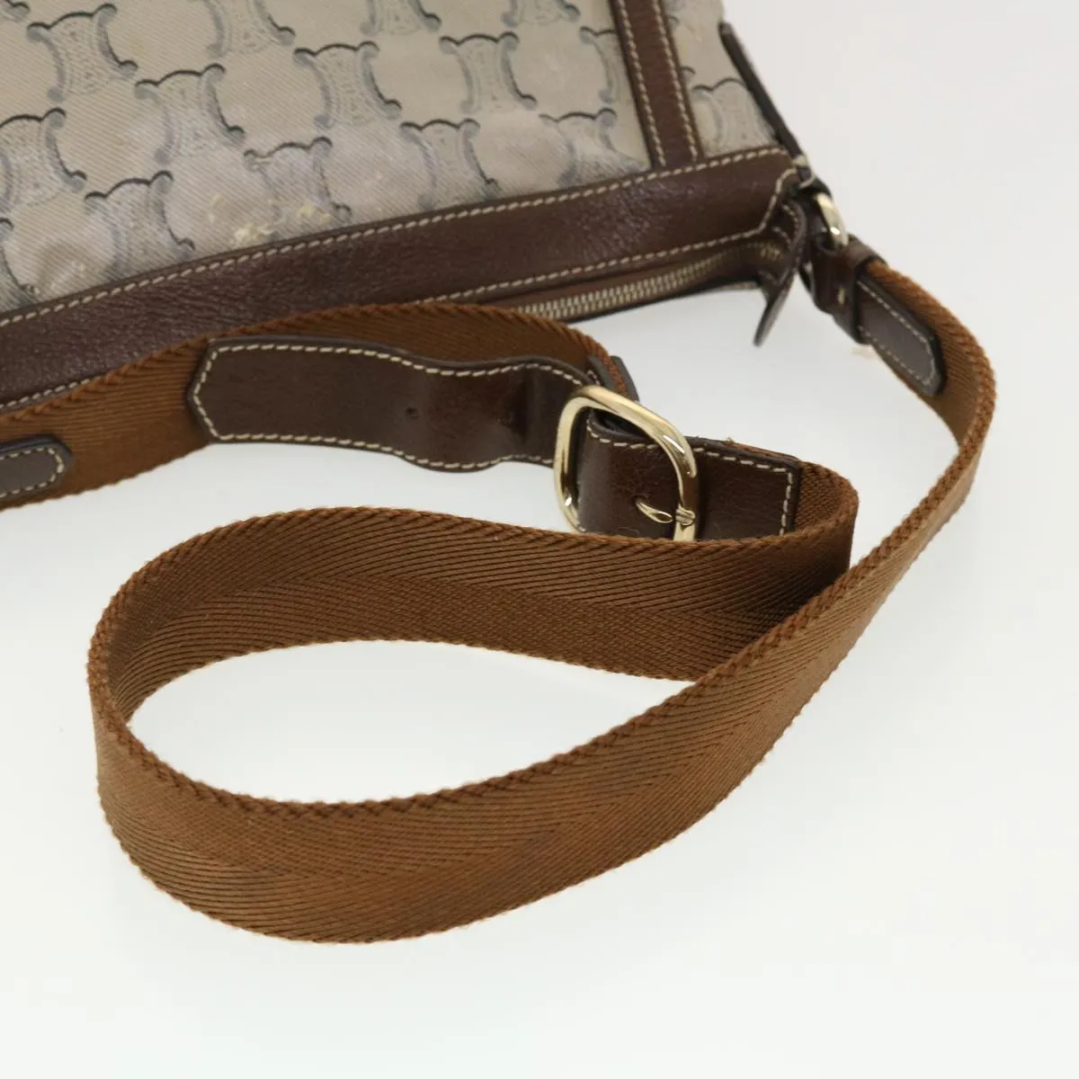 CELINE Shoulder Bag Triomphe Beige SC-ST-0097 Auth 39618