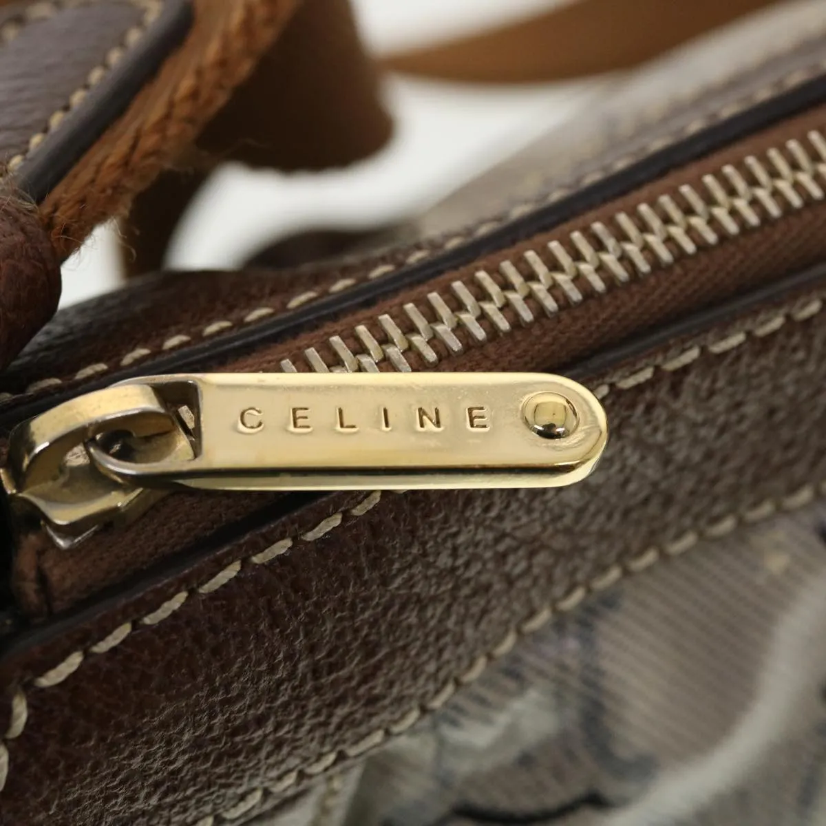 CELINE Shoulder Bag Triomphe Beige SC-ST-0097 Auth 39618