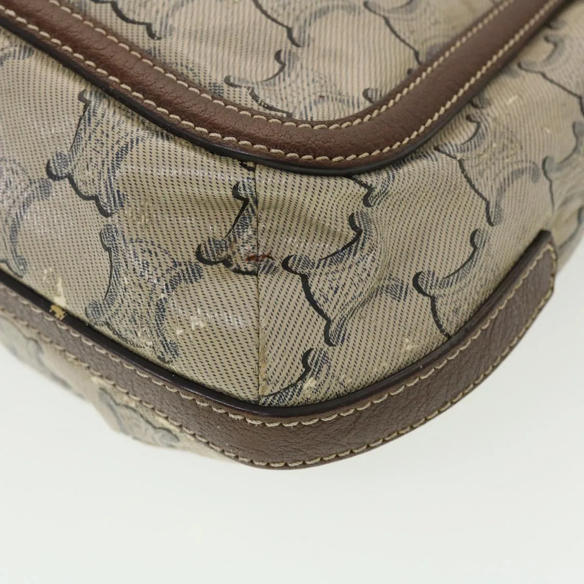 CELINE Shoulder Bag Triomphe Beige SC-ST-0097 Auth 39618