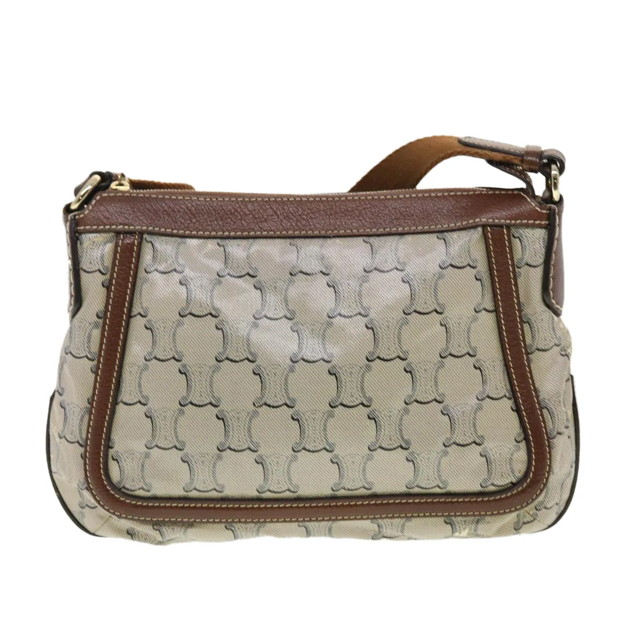 CELINE Shoulder Bag Triomphe Beige SC-ST-0097 Auth 39618