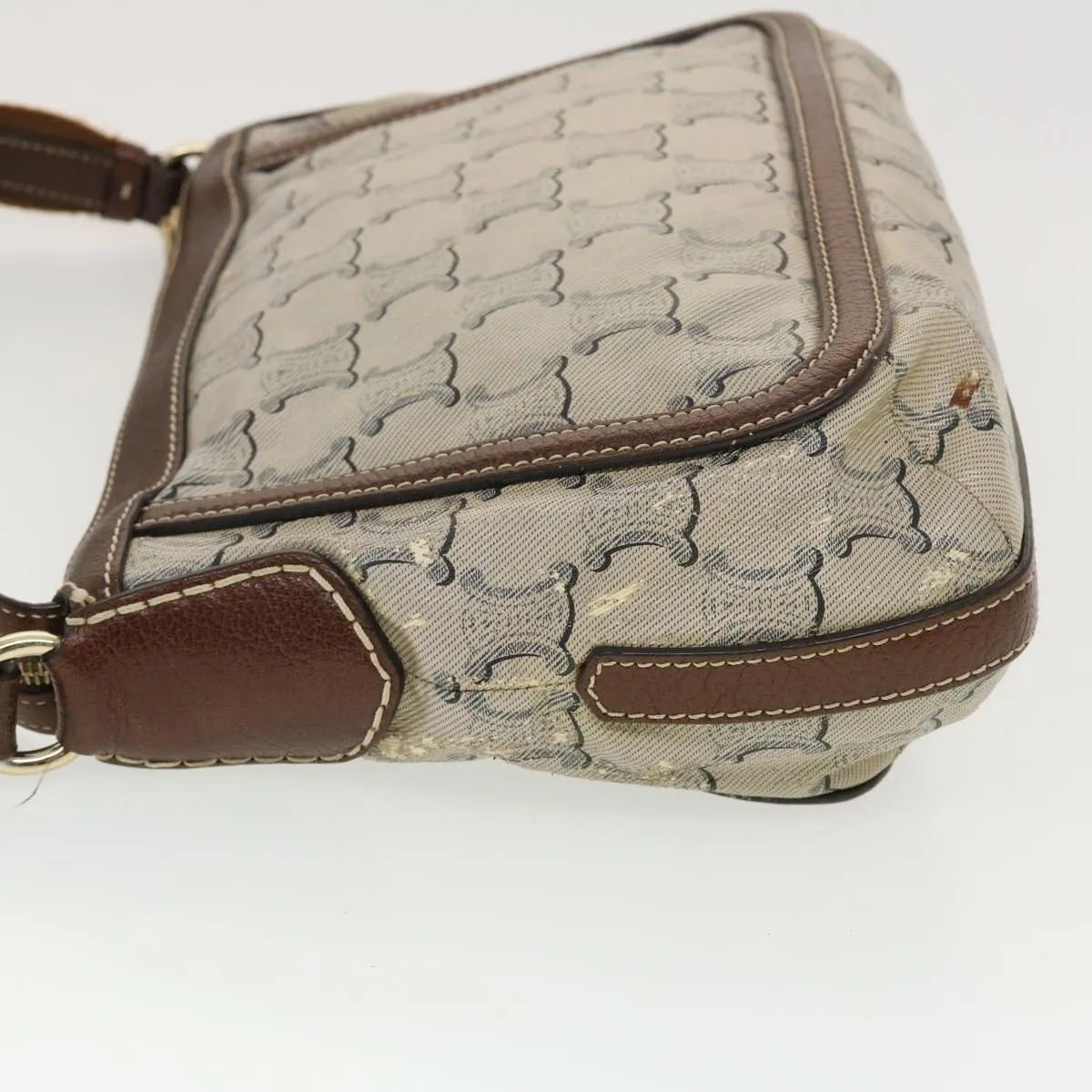 CELINE Shoulder Bag Triomphe Beige SC-ST-0097 Auth 39618