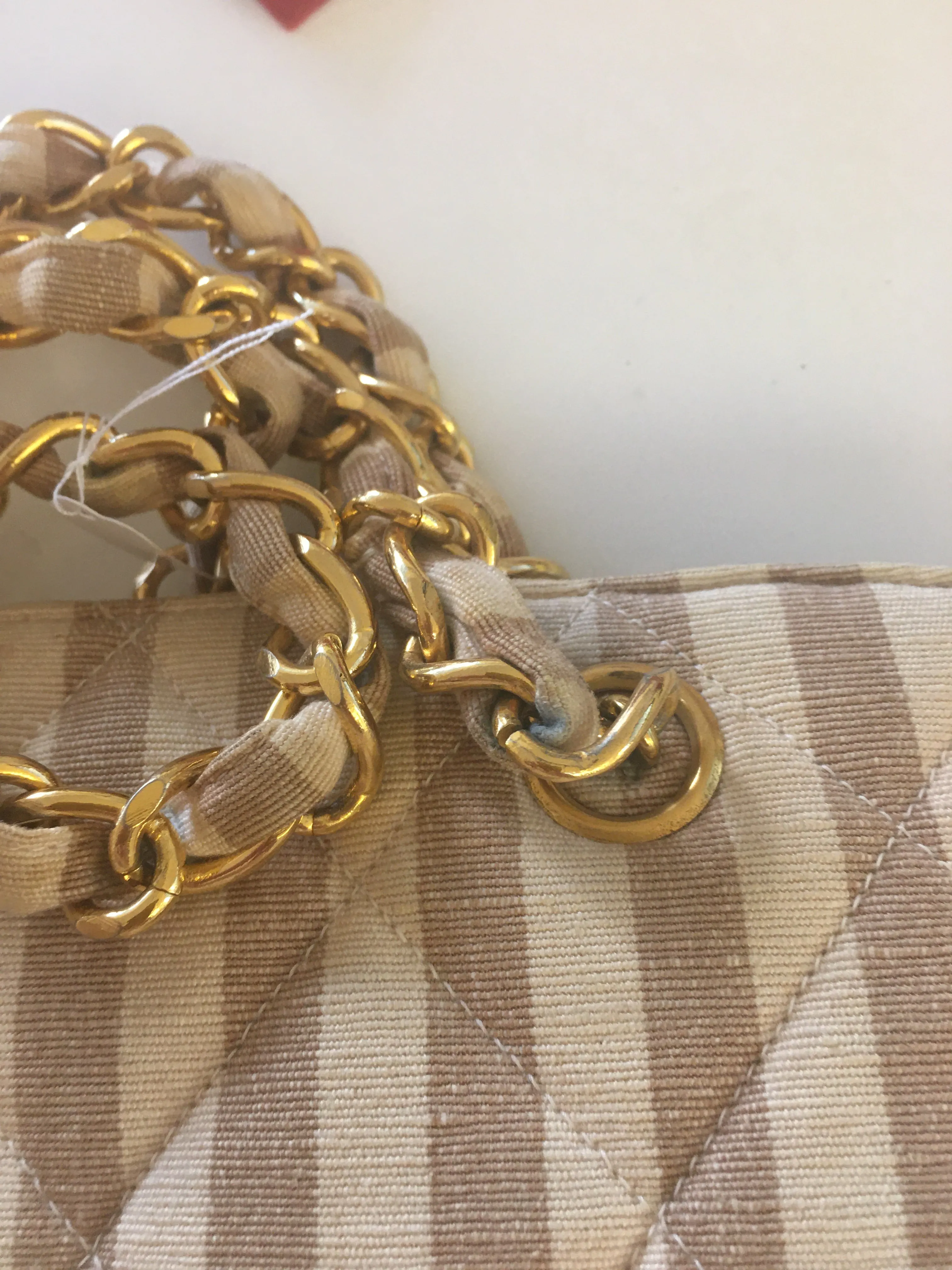 CHANEL Shoulder Bag in Beige Fabric
