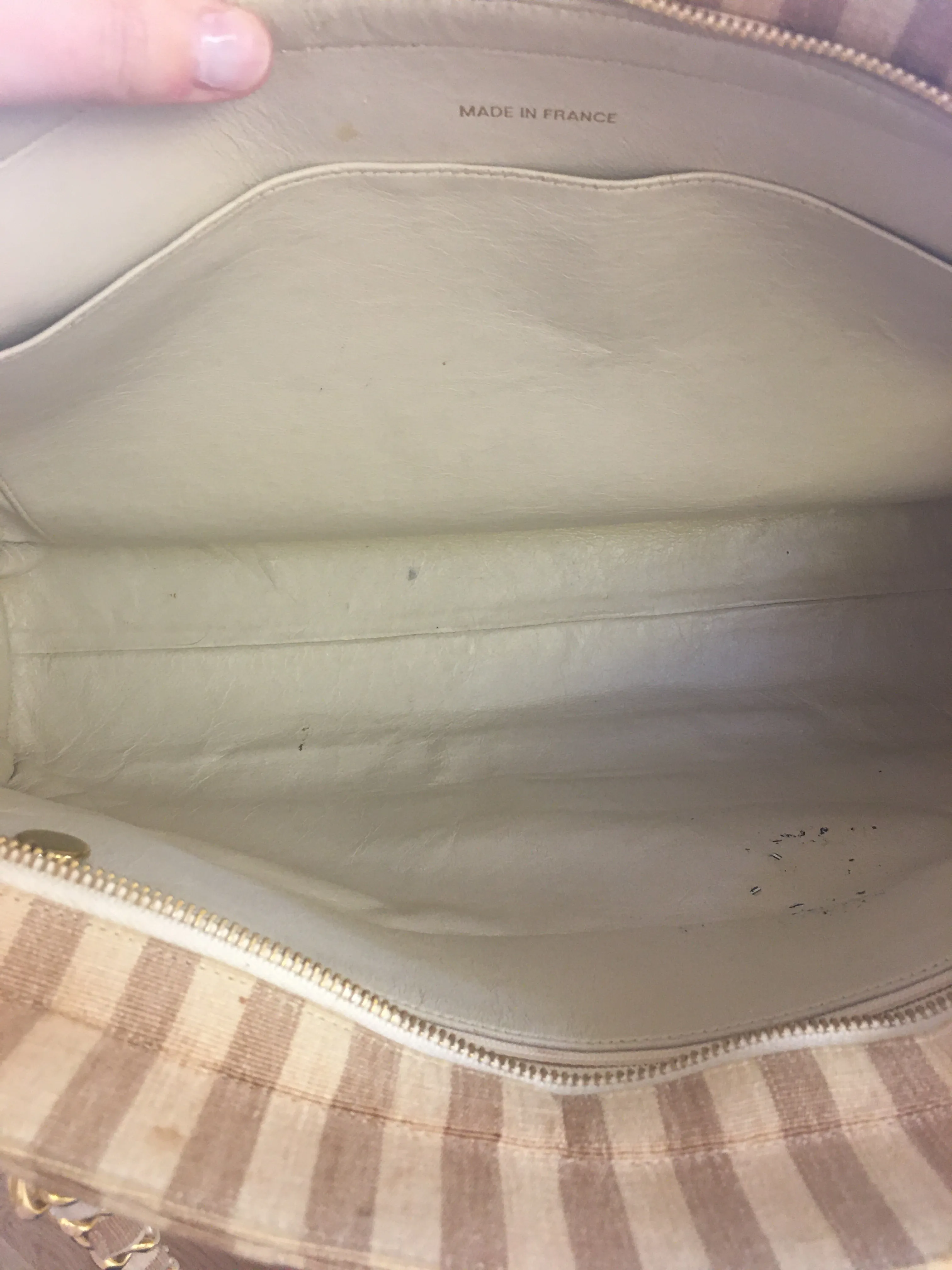 CHANEL Shoulder Bag in Beige Fabric