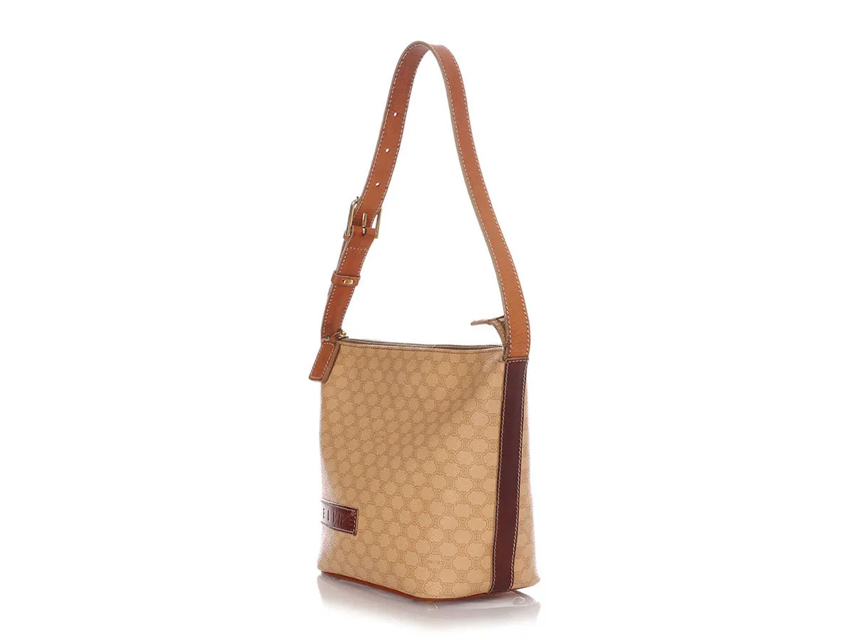 Céline Vintage Beige Triomphe Canvas Shoulder Bag