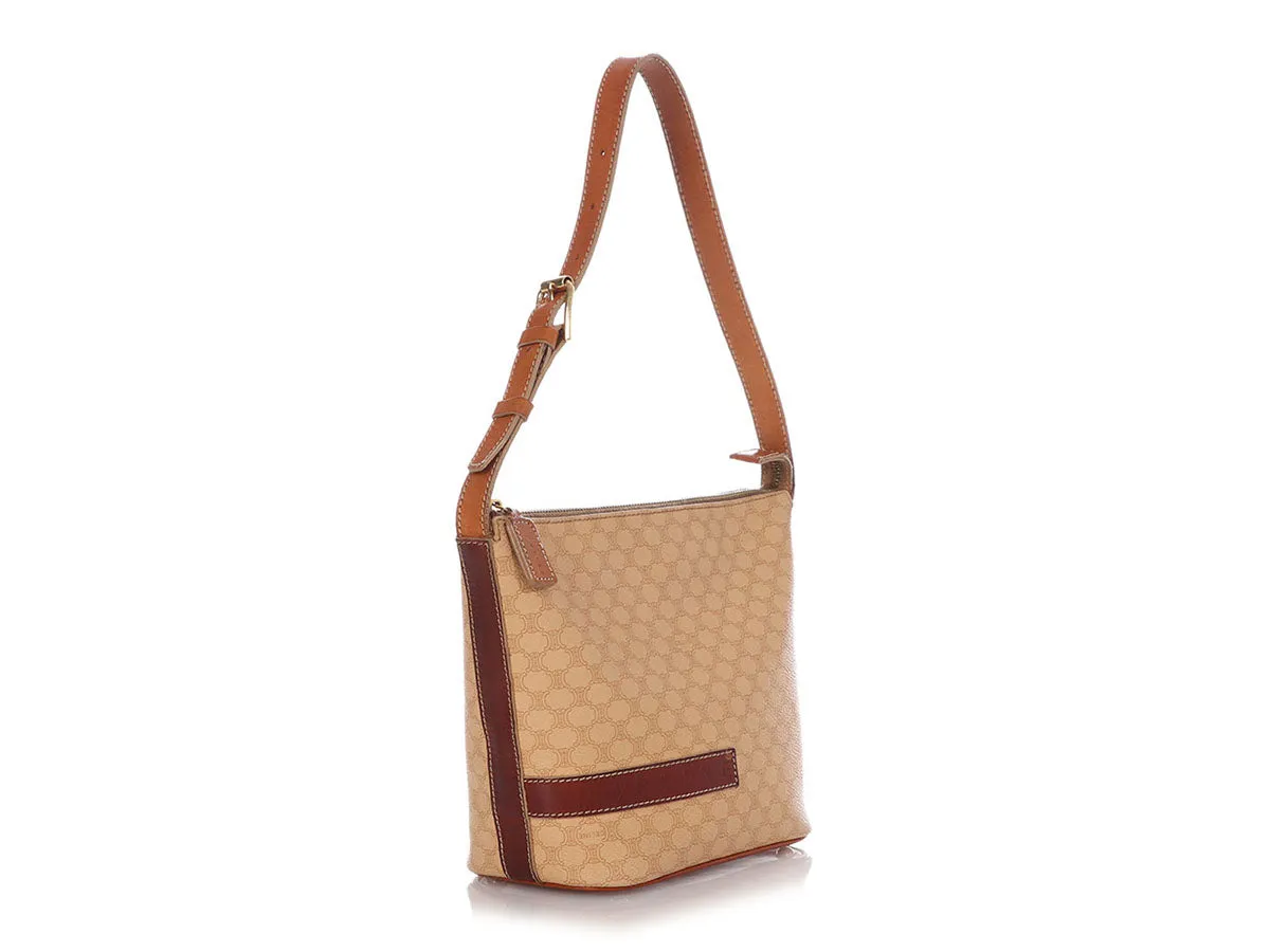 Céline Vintage Beige Triomphe Canvas Shoulder Bag