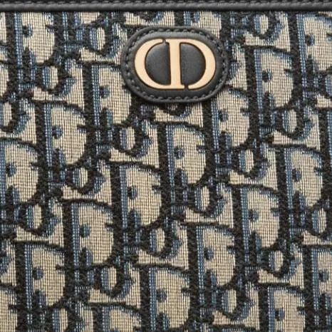 Dior Medium 30 Montaigne Pouch Blue Oblique Jacquard