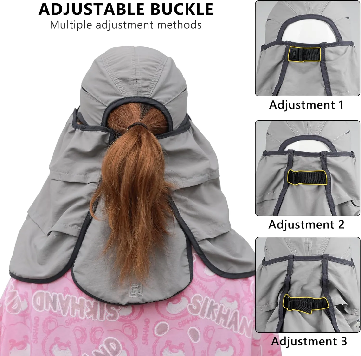 GADIEMKENSD UPF 50  Fishing Sun Cap with Removable Neck Flap Breathable Foldable Brim