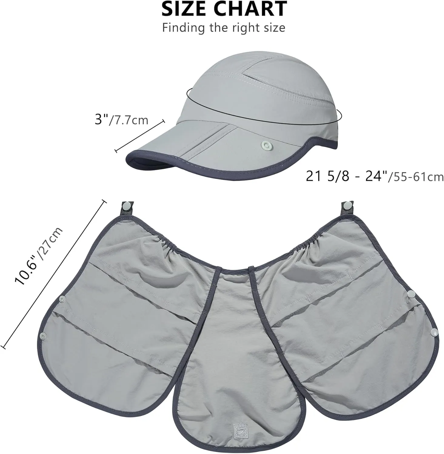 GADIEMKENSD UPF 50  Fishing Sun Cap with Removable Neck Flap Breathable Foldable Brim
