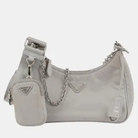Grey Nylon Onesize Re-Edition 2005 Shoulder Bags