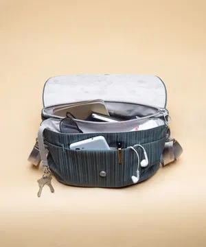 Haiku Bliss Saddle Bag In Cherry Blossom, River Rock Blue, Rosewood, Stone Gray & Black