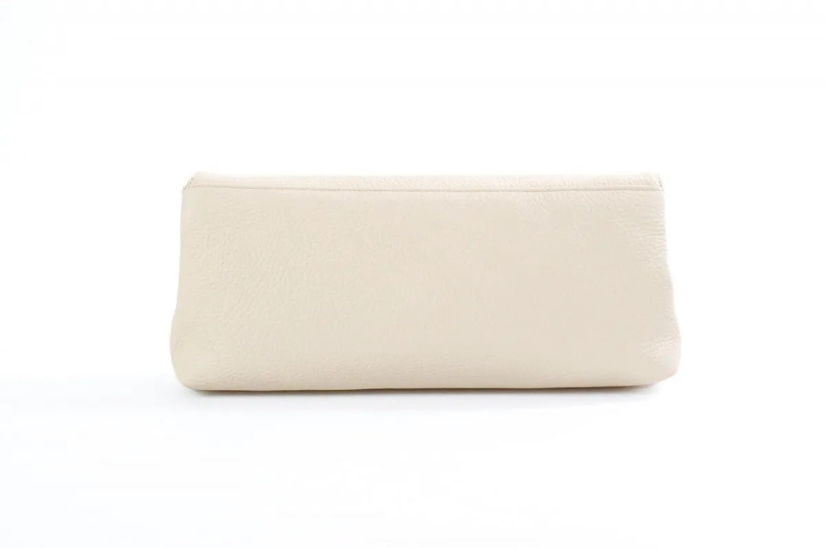 Handmade Italian Leather Clutch - Rimini - Luna White