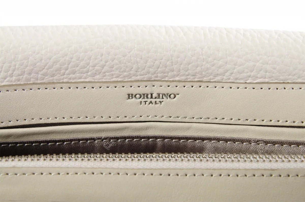 Handmade Italian Leather Clutch - Rimini - Luna White