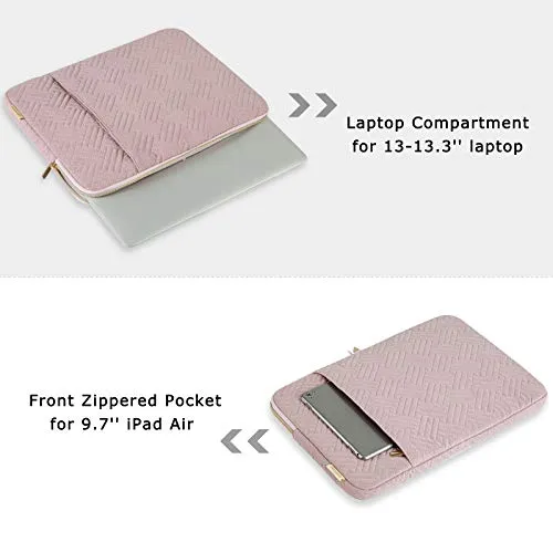 Laptop Sleeve,BAGSMART Laptop Cover Compatible with 13-13.3 inch Notebook,MacBook Air,MacBook Pro 14 Inch,Computer,Water Repellent Protective Case with Pocket,Pink