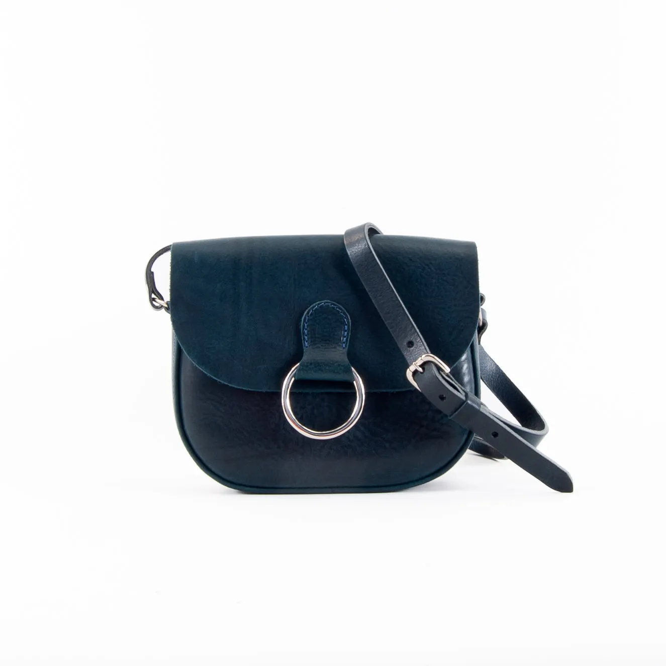Mini-Belle Navy Leather Crossbody Bag