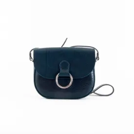 Mini-Belle Navy Leather Crossbody Bag