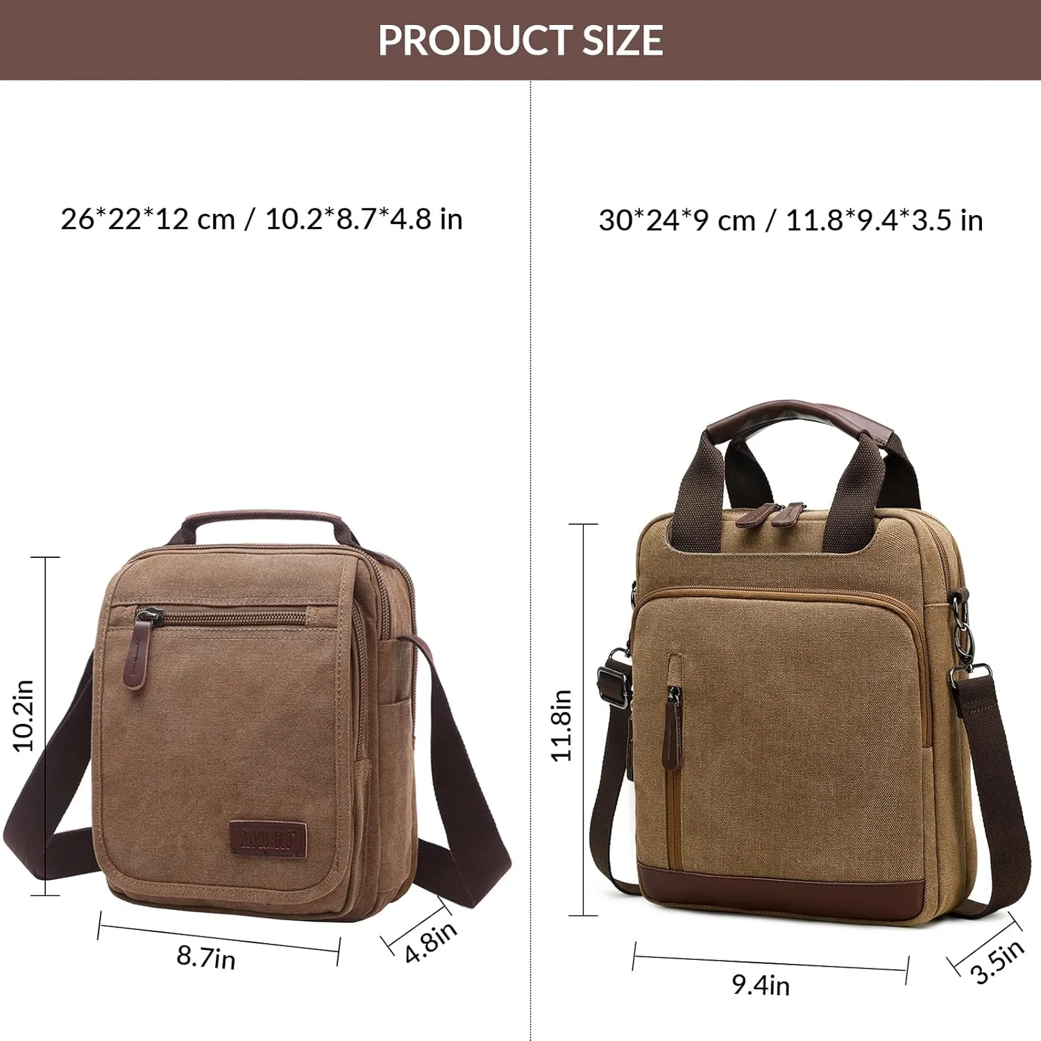 mygreen Mens Crossbody Shoulder Bag Canvas Messenger Bag Work Bag
