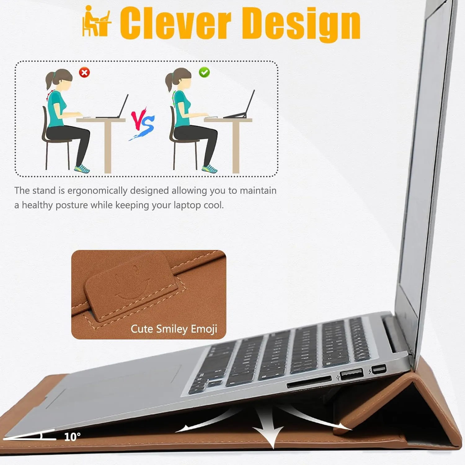 NEW HYZUO 13.3-14 Inch Laptop Sleeve Cover with Case Stand Feature for MacBook Pro 14 M3/M2/M1 Pro/Max A2992 A2918 A2779 A2442 2021-2024, 13.8/13.5 Surface Laptop 7-1, MacBook Air 13 2012-2017, Brown