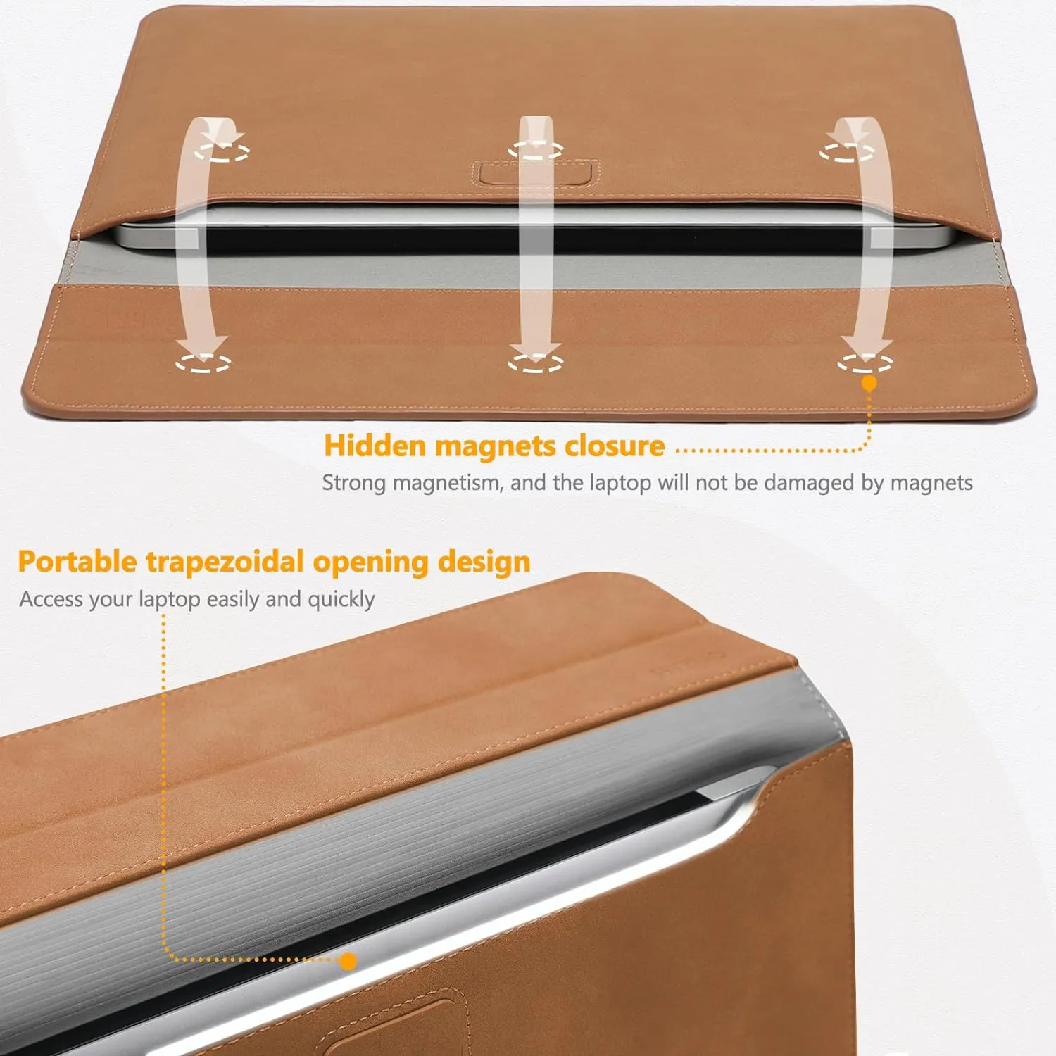 NEW HYZUO 13.3-14 Inch Laptop Sleeve Cover with Case Stand Feature for MacBook Pro 14 M3/M2/M1 Pro/Max A2992 A2918 A2779 A2442 2021-2024, 13.8/13.5 Surface Laptop 7-1, MacBook Air 13 2012-2017, Brown