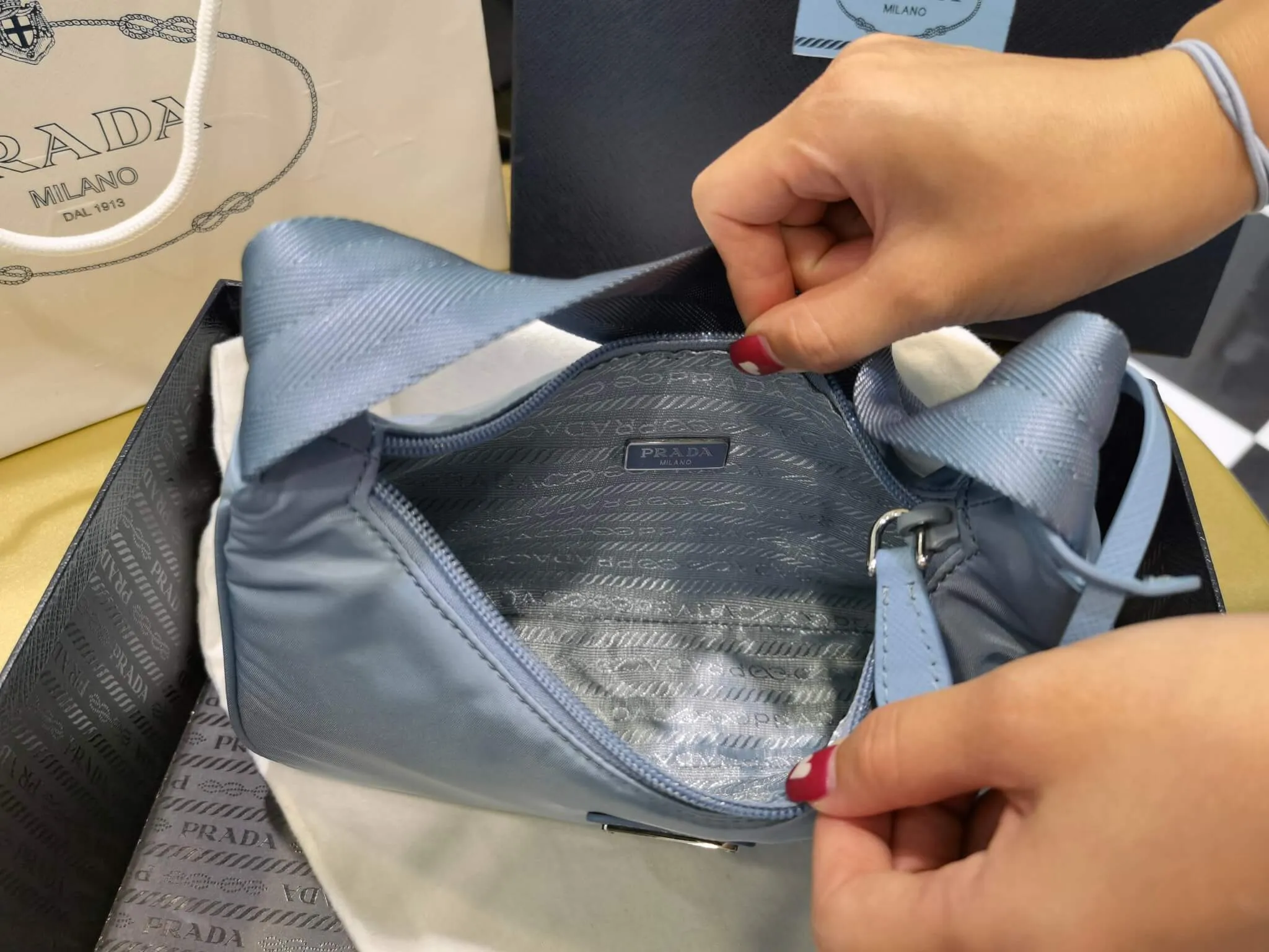 PRA Re-Nylon Prada Re-Edition 2000 mini bag Axillary pouch 1NE515 Haze Blue