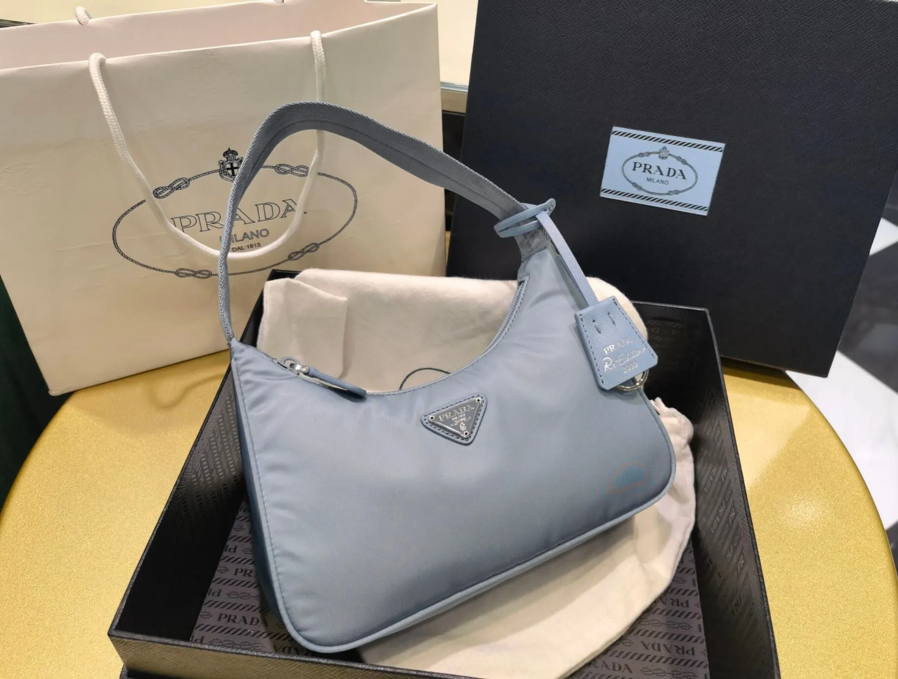 PRA Re-Nylon Prada Re-Edition 2000 mini bag Axillary pouch 1NE515 Haze Blue