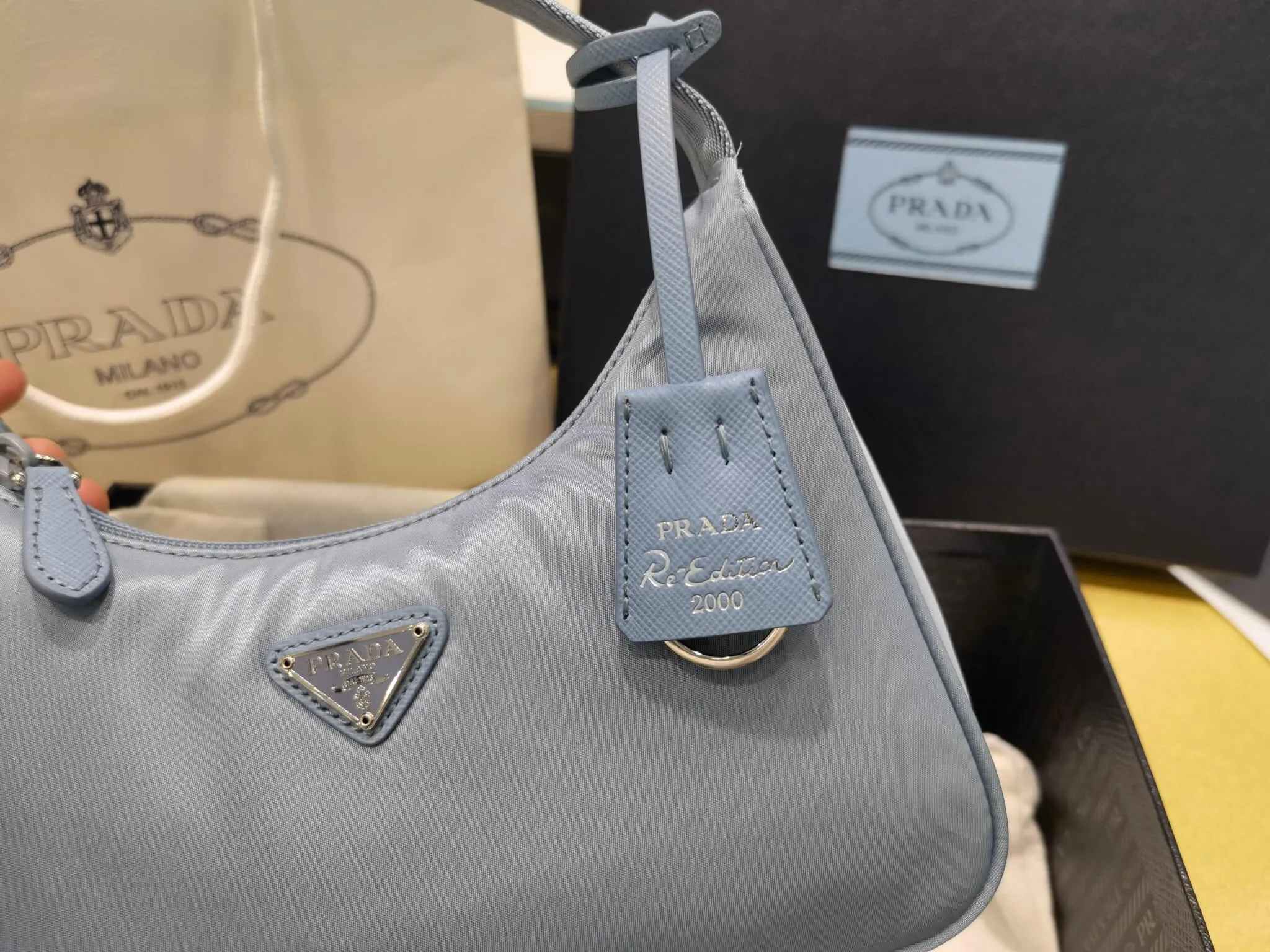 PRA Re-Nylon Prada Re-Edition 2000 mini bag Axillary pouch 1NE515 Haze Blue