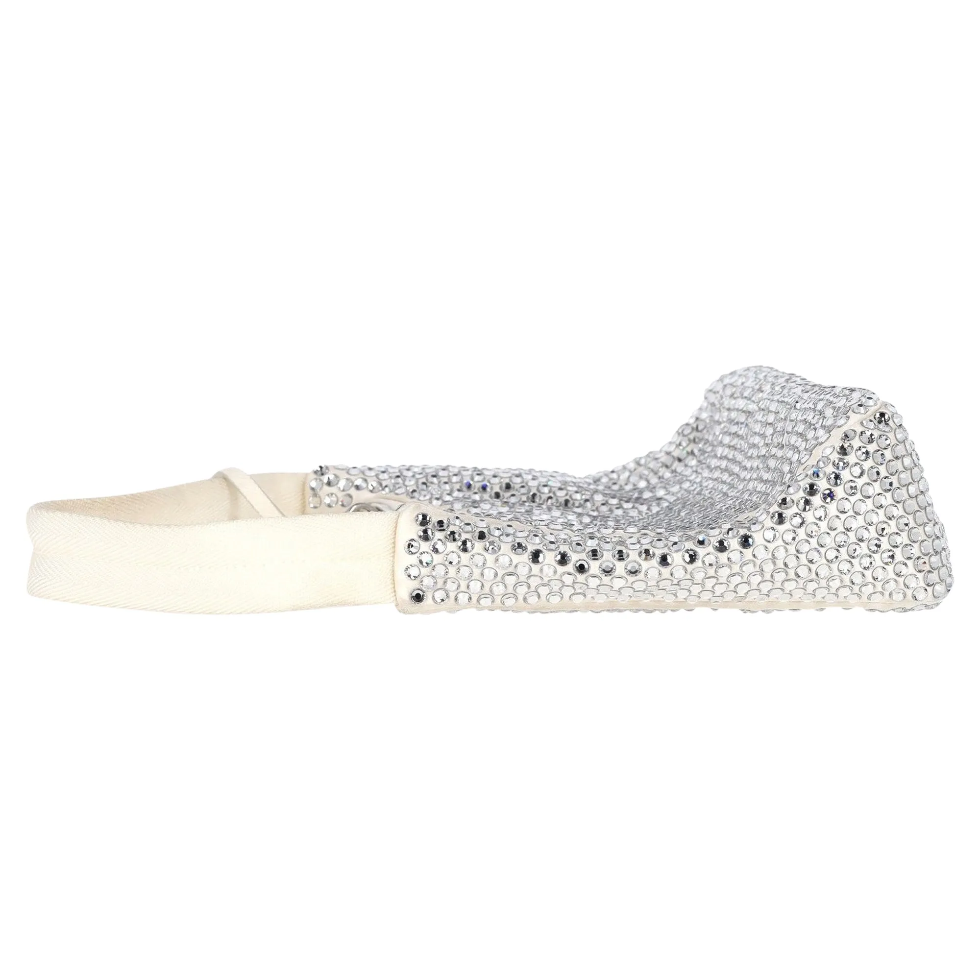 Prada Crystal-Embellished Re-Edition 2000 Bag in Cream Satin