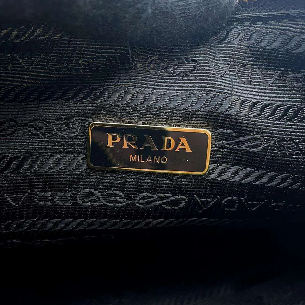 PRADA Shoulder Bag  Saffiano Leather Re-Edition 2005 Black 1BH204 Leather