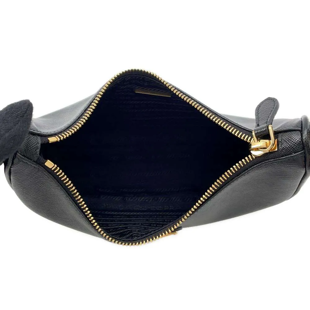 PRADA Shoulder Bag  Saffiano Leather Re-Edition 2005 Black 1BH204 Leather